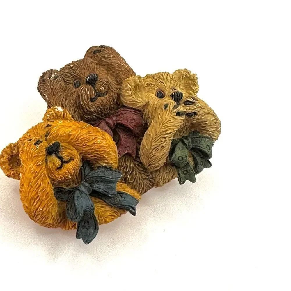 T.B.C. Boyds Bears hear see speak no evil bear vintage brooch